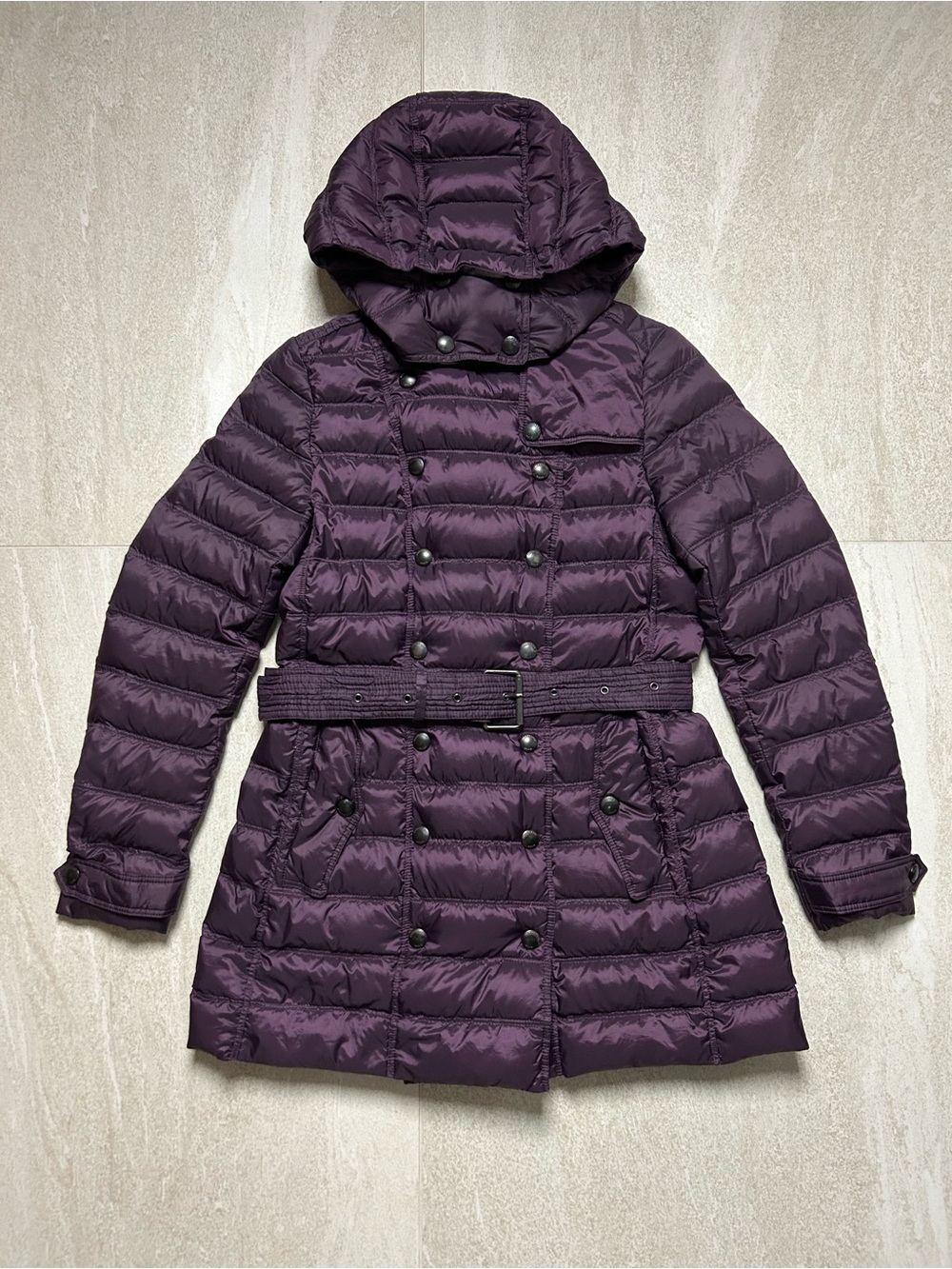 BURBERRY BRIT DOUBLE BREASTED DOWN PUFFER COAT SIZE MEDIUM - Picture 2 of 16